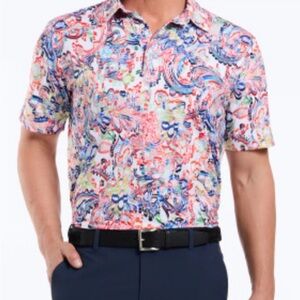 NWT Robert Graham Multicolor Paisley Short Sleeve Polo - Blue, PinkGreeOden polo